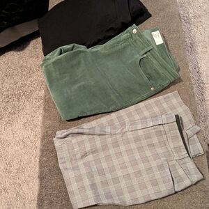 Lane Bryant Green Corduroy Wide-Leg Pants